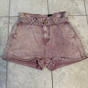 Urban Outfitters BDG Denim Mom Shorts High Waist‎ Belted Acid Wash Pink Size 28